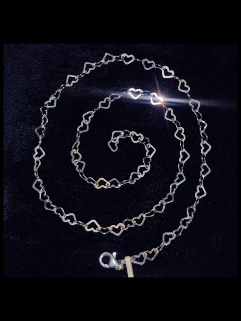 Sterling Silver 925 Open Heart Link Chain Necklace 17" Italy - Dainty, Lacey